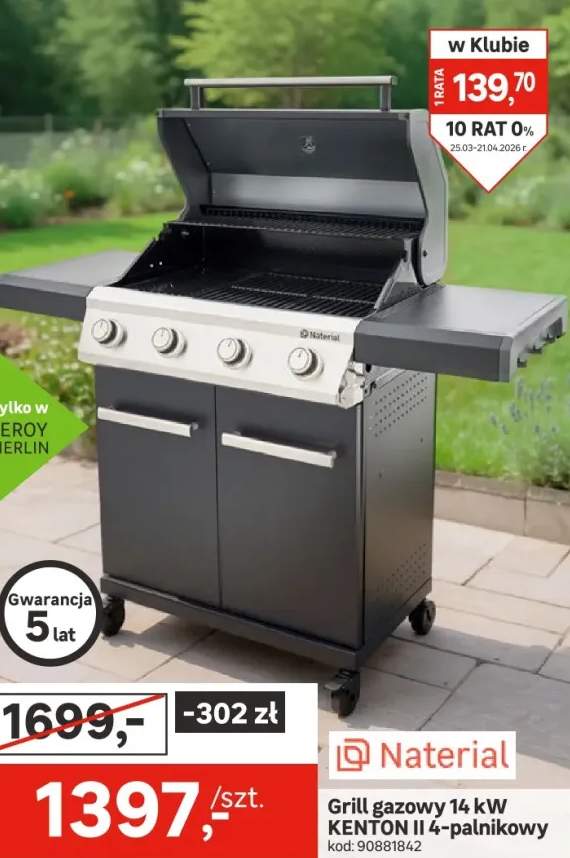 Grill gazowy 14kW Kenton II 4 palniki