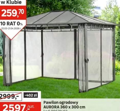 Pawilon ogrodowy Aurora 360x300x260 cm szary
