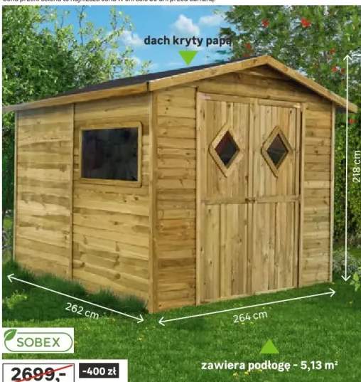 Domek narzędziowy drewniany Caro 5,13 m2