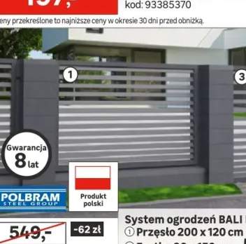 Przęsło ogrodzeniowe Bali II 2x1.2 m Polbram
