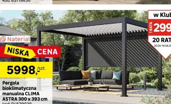 Pergola bioklimatyczna manualna Clima Astra 300 x 393 cm antracyt Naterial