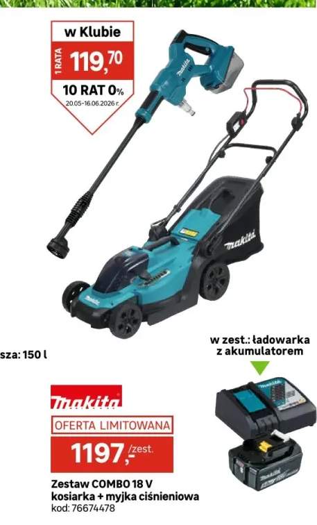 Zestaw kosiarka + myjka _ ładowarka z akumulatorem DLX2583T 18V Makita