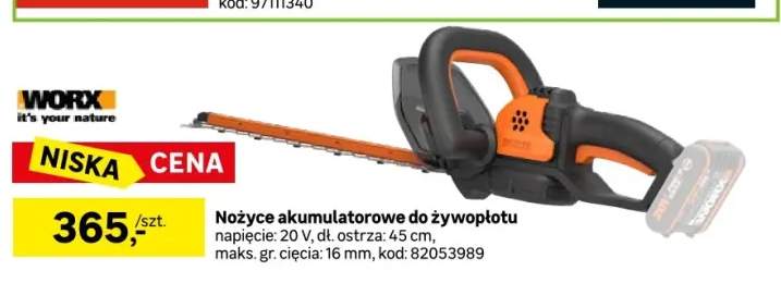 Nożyce akumulatorowe do żywopłotu 45cm Worx WG261E