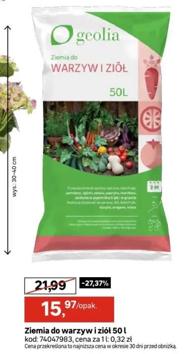 Ziemia do warzyw i ziół 50l Geolia