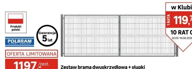 Zestaw brama wjazdowa panelowa dwuskrzydłowa + słupki 400x150 cm antracyt Polbram