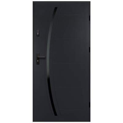 Drzwi zewnętrzne stalowe wejściowe Helios Black 68 antracytowe 80 prawe Isoxa