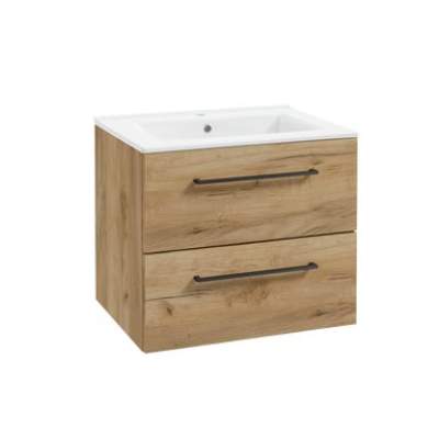 Szafka wisząca z umywalką zestaw Intenso Fresh 61x46 cm złoty dąb Sensea