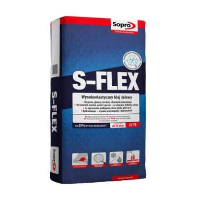 Zaprawa klejowa  żelowa S-Flex szary 22,5 KG Sopro