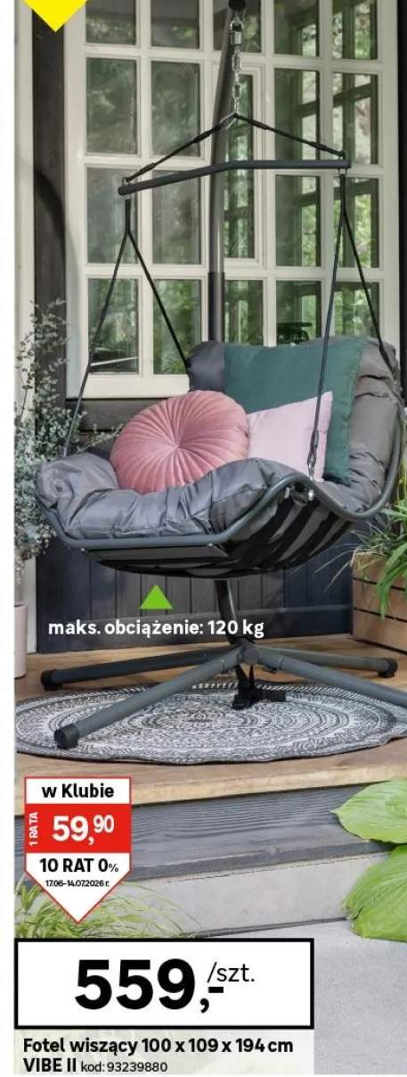 Fotel wiszący kokon Vibe II antracytowy Esti&Esta