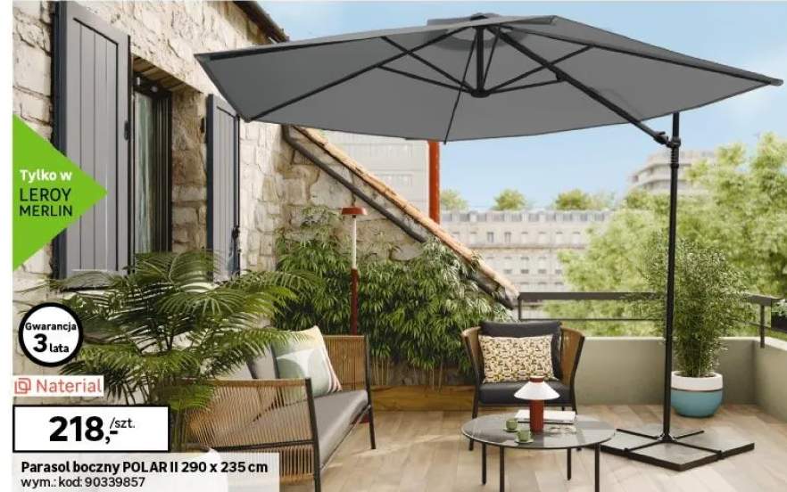 Parasol ogrodowy boczny Polar II 290x290x235 cm beżowy Naterial