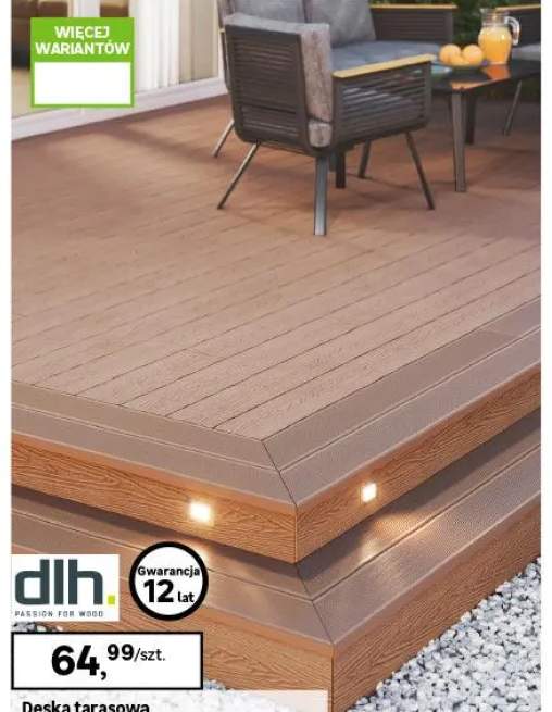 Deska tarasowa kompozytowa Modern 14.6x240x2.3 cm szara DLH