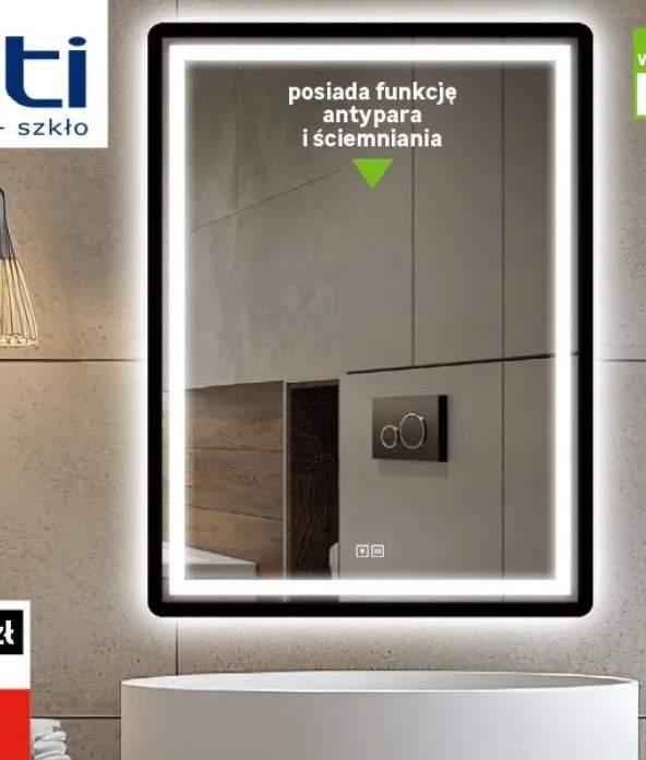 Lustro LED prostokątne Duo Black 60x80 cm Venti
