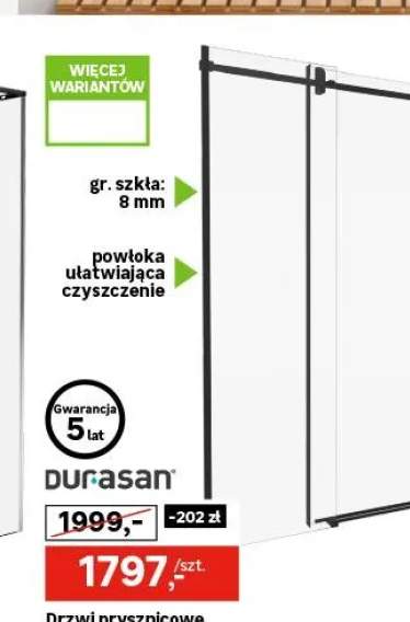 Drzwi prysznicowe przesuwne Titanium czarne 100x200 cm Durasan