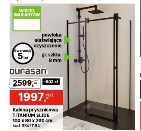 Kabina prysznicowa 100x80 cm chromowana rama Titanium Durasan