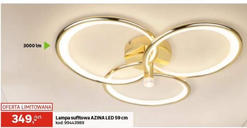 Lampa sufitowa Azina LED 2571 lm 29W barwa ciepła, neutralna, zimna złota Light Prestige