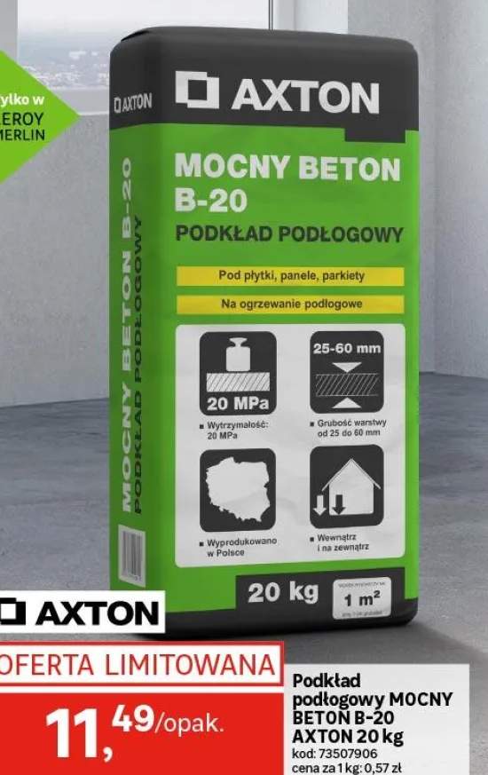 Podkład podłogowy B20 Mocny Beton 20 kg Axton