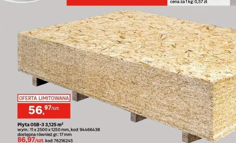 Płyta OSB-3 11 mm 250x125 cm 3.125 m2 Swiss Krono