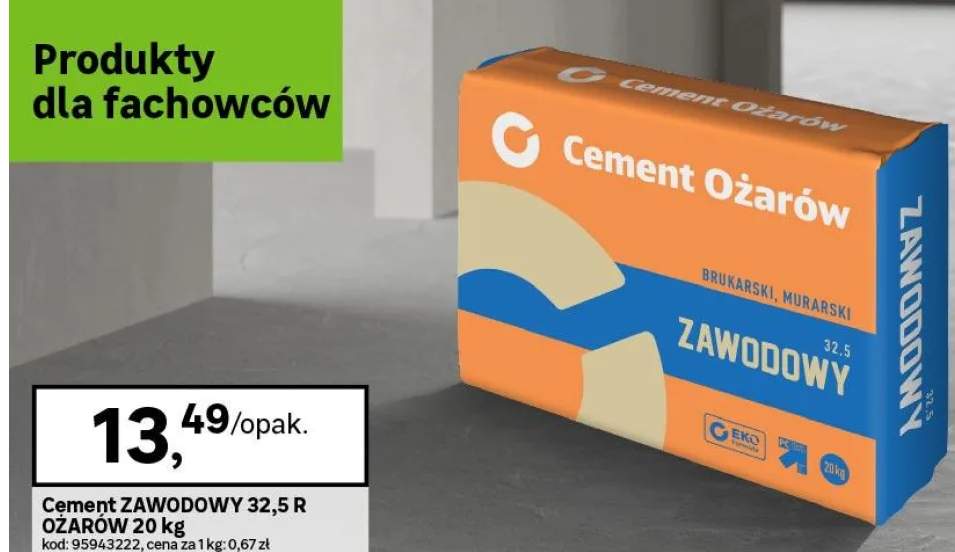 Cement II/B-M (V-LL) ZAWODOWY 32,5 R OŻARÓW 20KG
