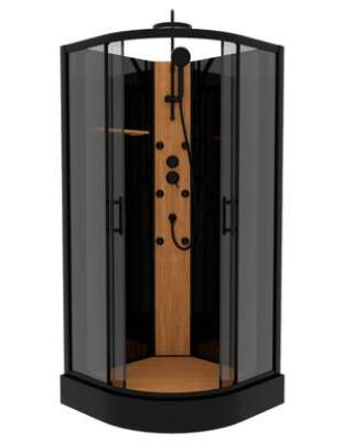 Kabina z hydromasażem WOOD 90x90x225 cm czarny mat SAVANA