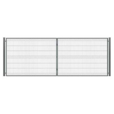 Zestaw brama wjazdowa panelowa dwuskrzydłowa + słupki 400x150 cm antracyt Polbram