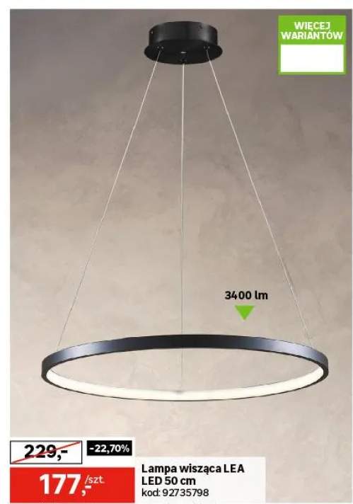 Lampa wisząca Lea 3400 lm 50 cm czarna LED Sanico