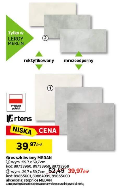 Gres szkliwiony Medan Beige 59.7x59.7 Artens