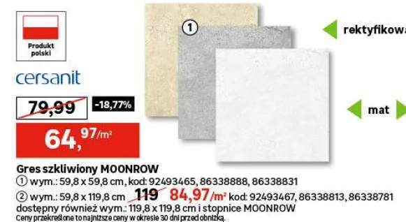 Gres szkliwiony Moonrow Beż Mat 59,8x59,8 Cersanit