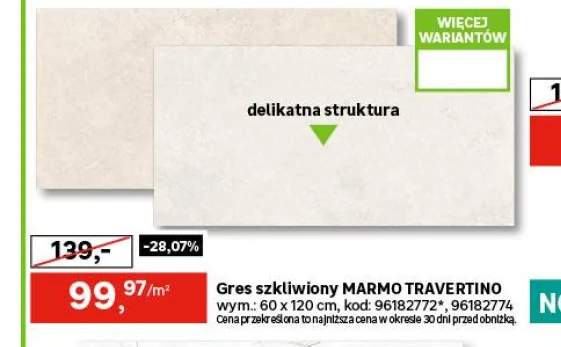 Gres szkliwiony Marmo Travertino 60x120 Prime Ceramics