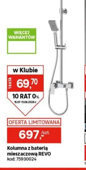 Kolumna natryskowa Revo z baterią i deszczownicą czarna Valvex