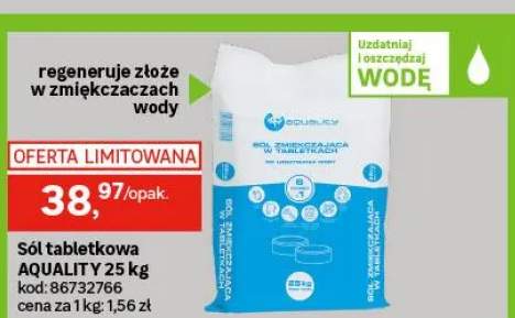 Sól do zmiękczacza wody w tabletkach 25 kg  śr. 2,5 cm  AQUALITY