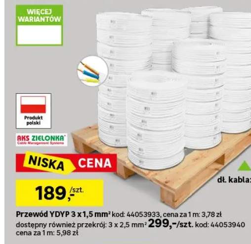 Przewód elektryczny YDYP 3 X 2.5 50 m 450 / 750V 50 metrów