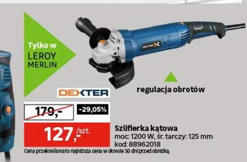 Szlifierka kątowa przewodowa 1200DAG2-125,5 125 mm /  W DEXTER
