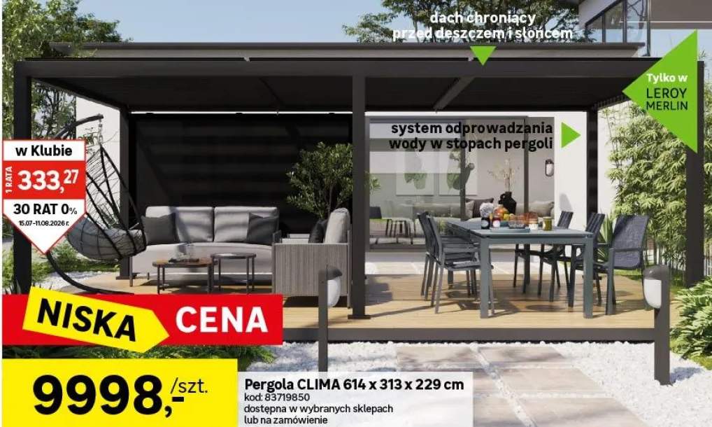 Pawilon ogrodowy pergola Clima 614x313x230 cm antracytowy Naterial