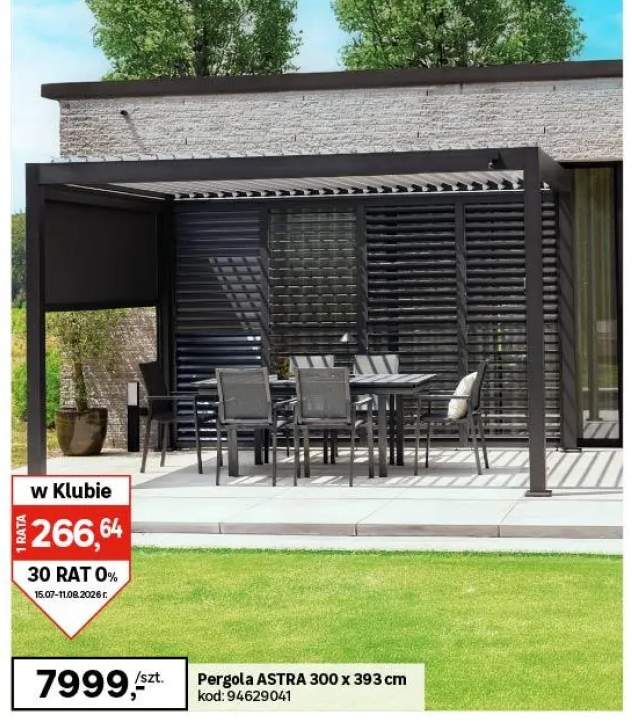 Pergola bioklimatyczna Clima Astra z napędem 300 x 393 cm antracyt Naterial