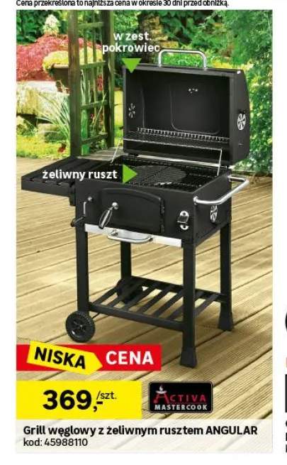 Grill węglowy na wózku Angular XL żeliwny ruszt + pokrowiec gratis Activa