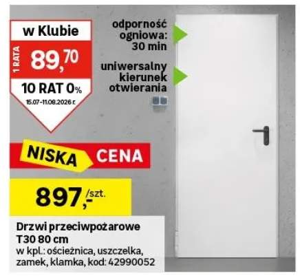 Drzwi przeciwpożarowe EI30 80 prawie i lewe Hormann