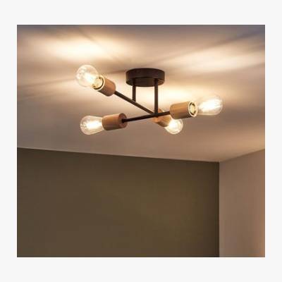 Lampa sufitowa Lina czarna bambus 4 x E27 Inspire