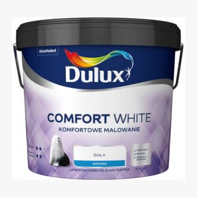 Farba do ścian i sufitów Dulux Comfort White biała matowa 9 l