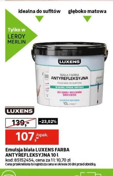 Emulsja biała farba antyrefleksyjna Luxens