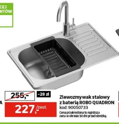 Zlewozmywak stalowy z baterią Robo Quadron