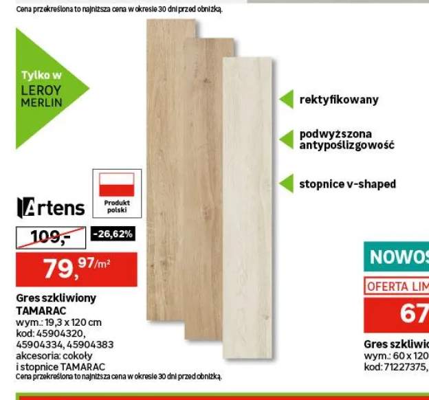 Gres szkliwiony Tamarac 19,3x120 cm Artens