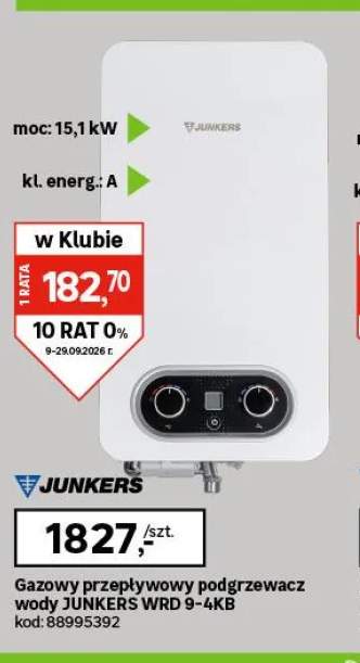 Gazowy przepływowy podgrzewacz wody Wrd 9-4KB Junkers