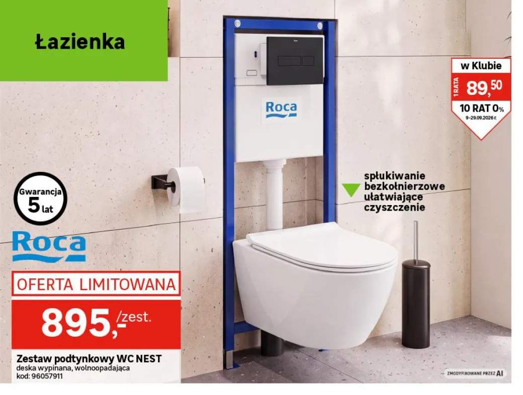 Zestaw podtynkowy Wc Nest deska wypinana wolnoopadająca Roca