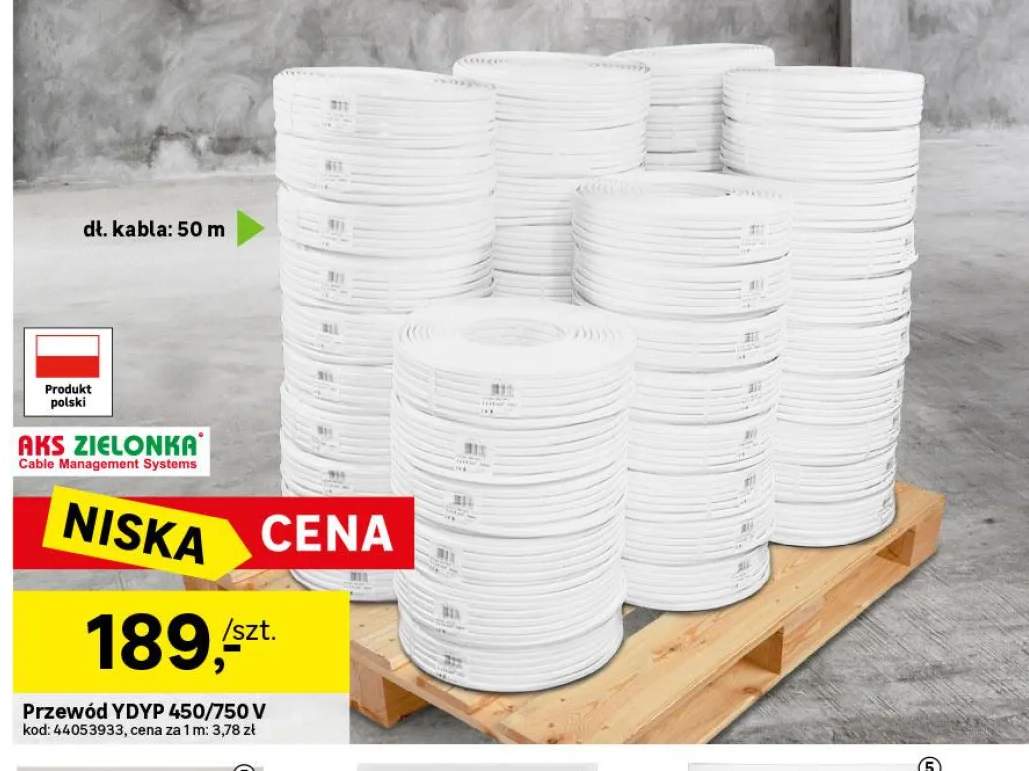 Przewód YDYp 450/750V 50 m Aks Zielonka