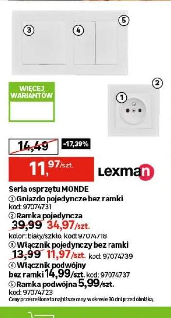 Gniazdo pojedyncze bez ramki Monde Lexman +4 warianty