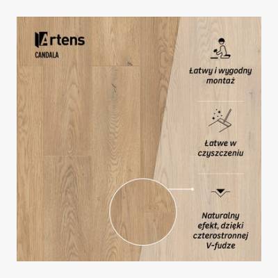 Panele podłogowe laminowane wodoodporne AC5 8 mm Artens Candala naturalne drewno