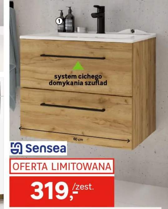 Szafka wisząca z umywalką zestaw Intenso Fresh 61x46 cm złoty dąb Sensea