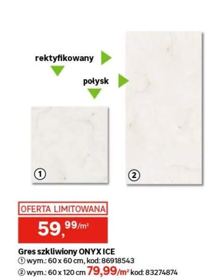 Gres szkliwiony Onyx Ice 60x60 cm 1.44 m2 Prime Ceramics