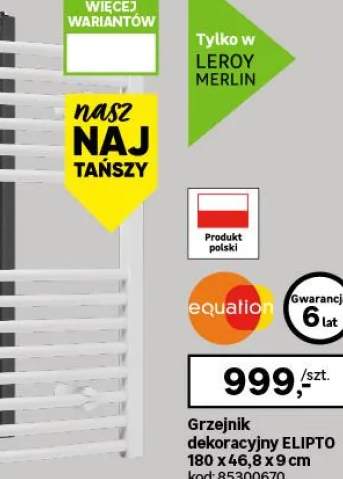 Grzejnik łazienkowy drabinkowy Homeo 712x500 mm biały 340 W Equation