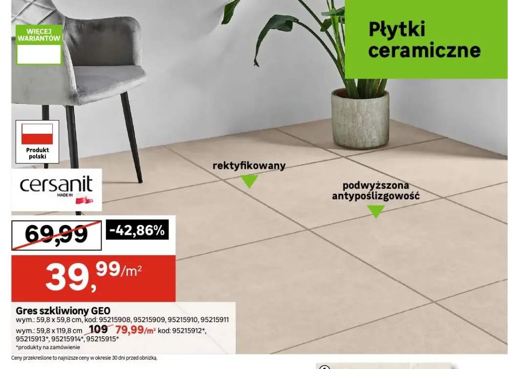 Gres szkliwiony Geo 59,8x119,8 cm Cersanit +1 wariant